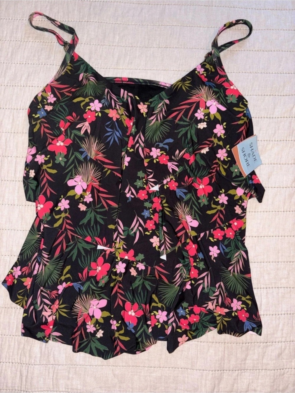 Shade and Shore - Floral Bikini Black & Pink Like New